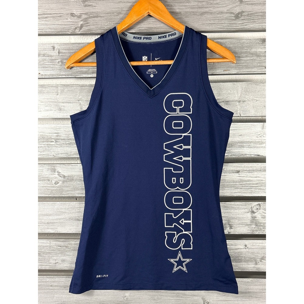 Nike Pro Dallas Cowboys Mens Medium Blue Dri-FIT Compression Tank Top Shirt NFL
